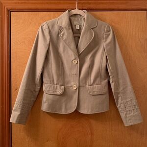 LOFT Beige and Brown Lined Pinstripe Blazer with Buttons